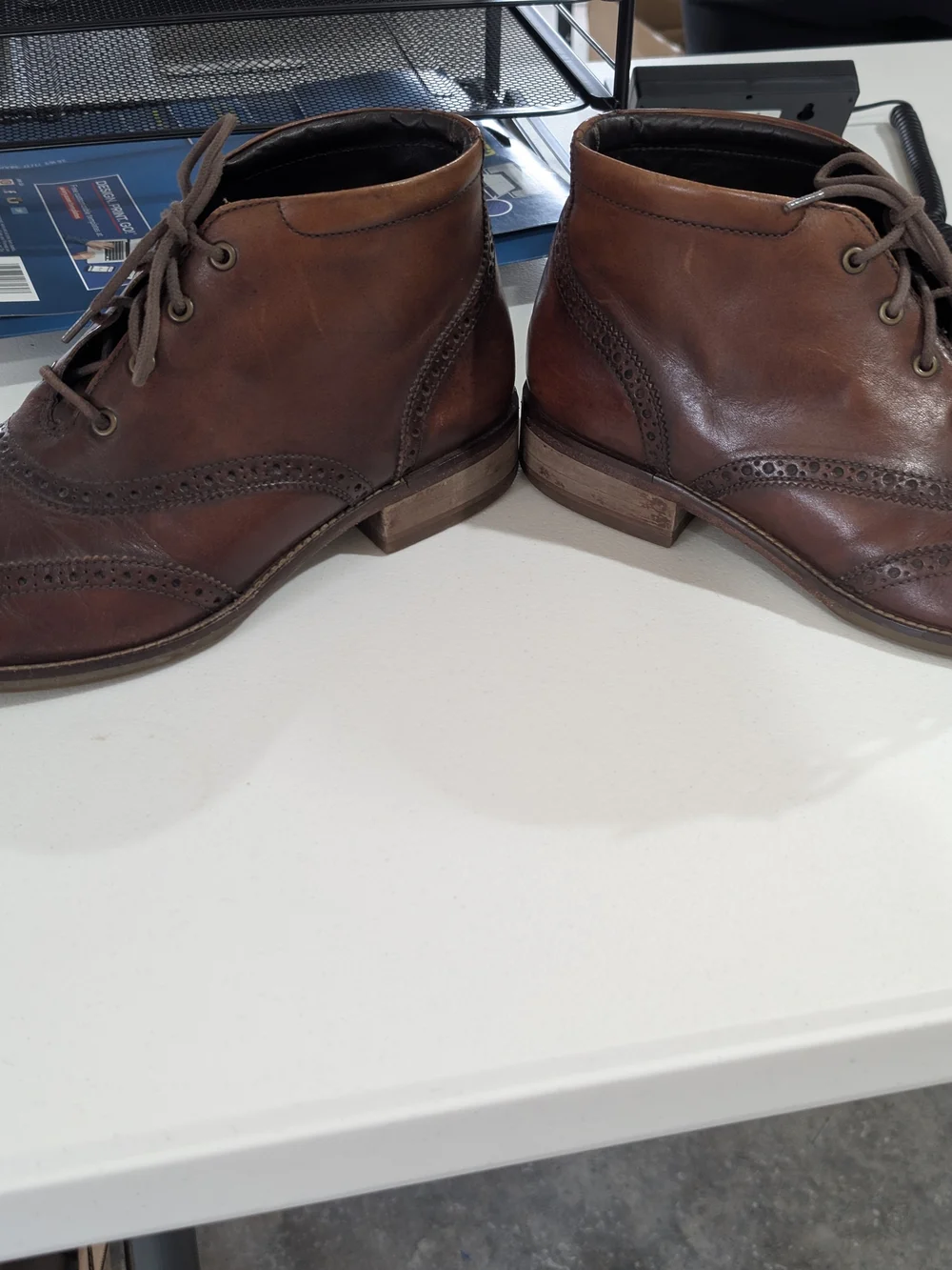 Cole Haan Brown Leather Chukka Wingtip Boots